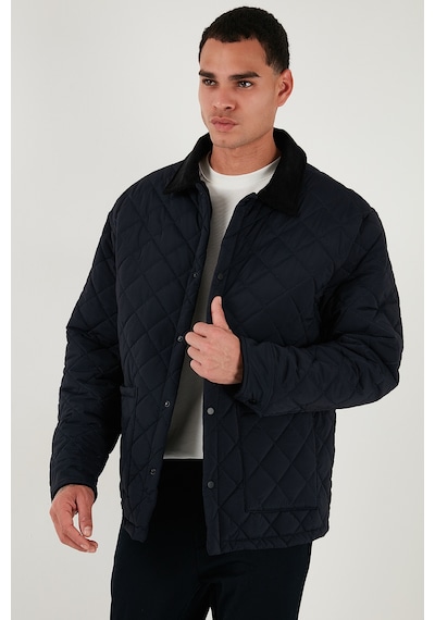 Buratti Kapitoneli Regular Fit Kadife Detaylı Erkek Mont 497Leroy Lacivert