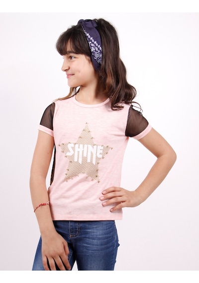 Toontoy Kids Toontoy Kız Çocuk Shine Yıldız Baskılı Kol Kısmı Fileli Tişört Pembe Melanj Toontoy Kids Toontoy Kız Çocuk Shine Yıldız Baskılı Kol Kısmı Fileli Tişört Pembe Melanj