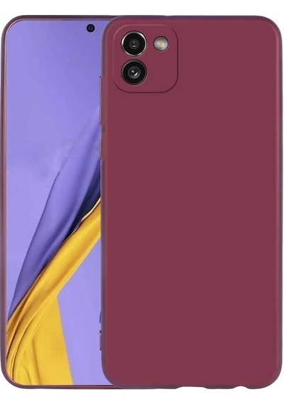 Kilifone - Samsung Uyumlu Galaxy A03 - Kılıf Mat Renkli Esnek Premier Silikon Kapak - Mürdüm