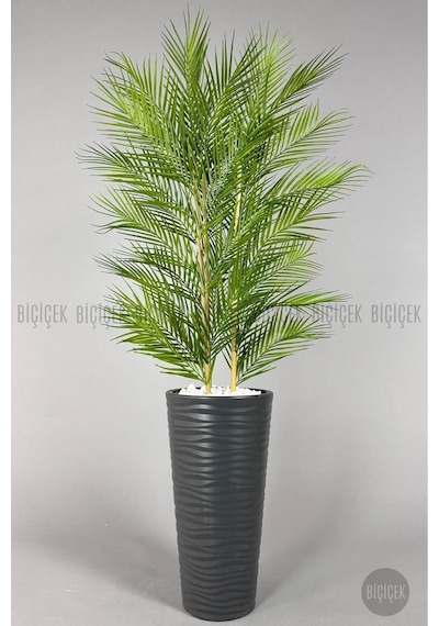 Biçiçek Yapay Areka Palmi̇yesi̇ 150 Cm 33 Yaprak Antresi̇t Kumsal Saksıda