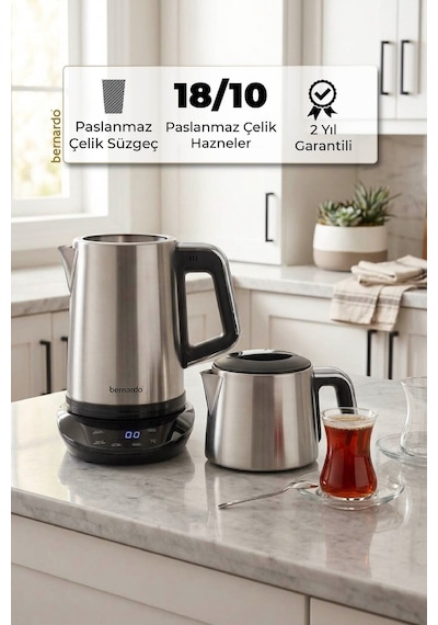 Bernardo Nova 1.7 L Dijital Çelik Çay Makinesi