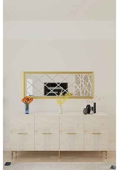 Ka1808btg İda Konsol ,tv Sehpası Beyaz-traverten-gold 180cm
