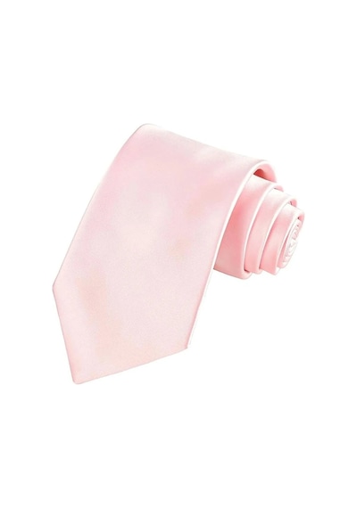 Tezzgelsin Erkek Saten Kravat Mendil Ve Silver Çelik Kravat İğne Set Pembe