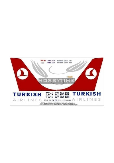 Babibi Dat01024 1/144 Ölçek, Thy, Airbus A310, Dekal Çıkartma