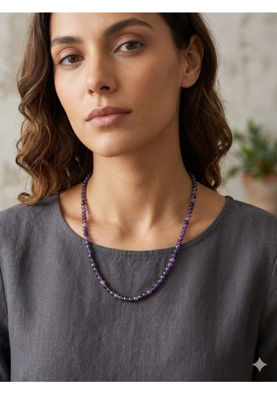 Ametist Kolye 4 Mm 04 - Mor
