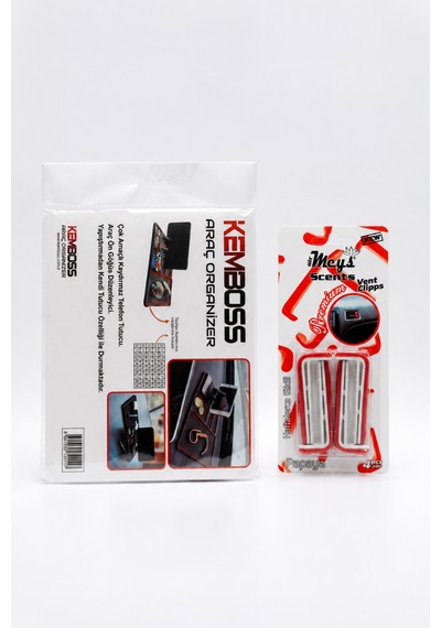Kemboss Premium Araç Organizer Ve Papaya Klima Kokusu Seti Numaratörlü Torpido Organizer Kırmızı