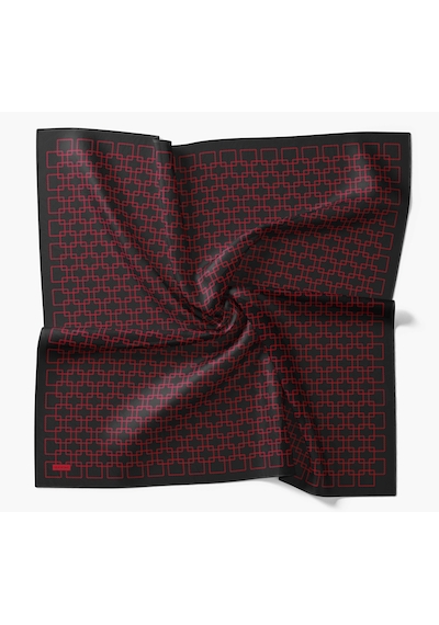 Silk Home Twill İpek Eşarp Zincir Siyah - Kırmızı Çok Renkli