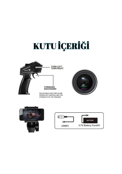 Uzaktan Kumandalı Kameralı Araba Wifi Fpv Akrobat Drift Aracı Şarjlı Işıklı 360 Derece Dönen Oyuncak Gri