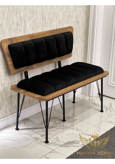 By Hakan Aşkın Metal Ayaklı Metal Alt Kasalı New Atlantik Wood 2025 Sırtlı Bench Bank Atlantik Siyah Baby Face