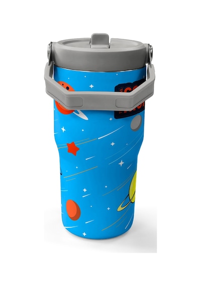 Coral High Lacivert Mavi Astronot Desenli Katlanır Ağızlıklı Çelik Termos 600 Ml 38923 Mavi