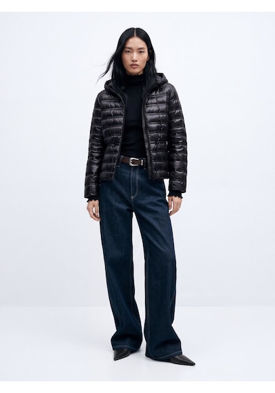 LTB Regular Fit Şişme Kapüşonlu Siyah Mont