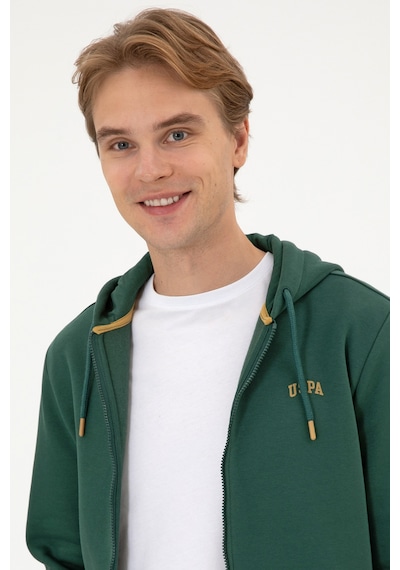 U.S. Polo Assn. Erkek Regular Fit Koyu Yeşil Şardonlu Örme Hırka 50313755-VR079