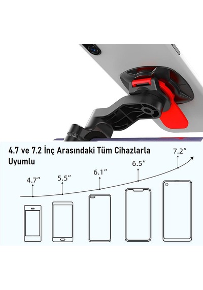 Bisiklet Motosiklet Telefon Tutucu 360 Dönebilen Gidon Bisiklet Telefon Tutucu Kırmızı