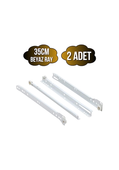 Beyaz Metal Çekmece Rayı Tekerlekli Mobilya Dolap Çekmece Rayı Beyaz 35cm 2 Takım Metal Çok Renkli