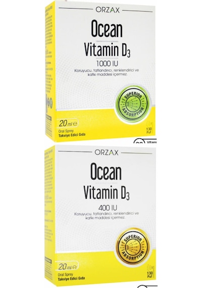 Ocean Vitamin D3 1000ıu Sprey 20 Ml + Ocean Vitamin D3 400ıu Sprey 20 Ml