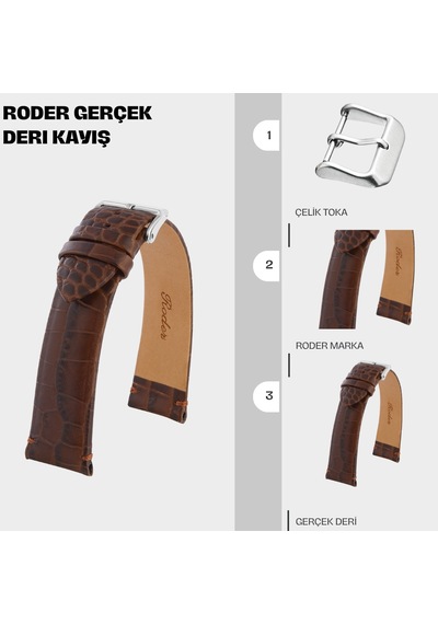 R4171s Roder Deri Kayış - Kahverengi - 24mm Şeffaf