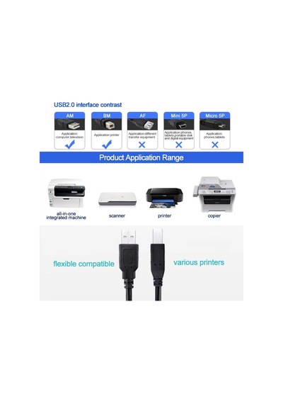 Usb Yazıcı Kablo Printer Kablo 1.5 Metre