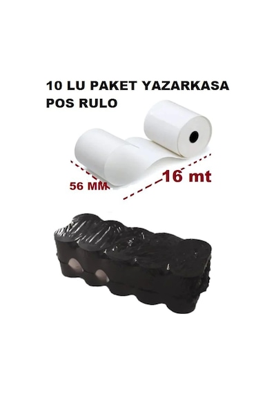 56X16Mt Termal Pos Yazarkasa Rulo Kağıt Siyah Yazı