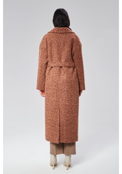 Kadın Buklet Kaşe Oversize Kaban Kahverengi