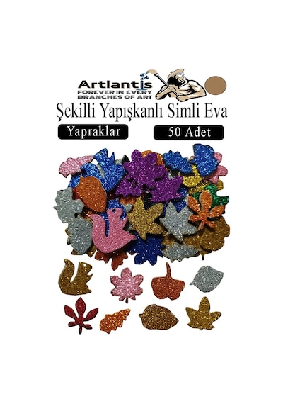 Şekilli Simli Eva Yapışkanlı 50 Li 1 Paket Kendinden Yapışkanlı Simli Eva Sticker Okul Öncesi Kreş Ana Sınıfı Kahverengi