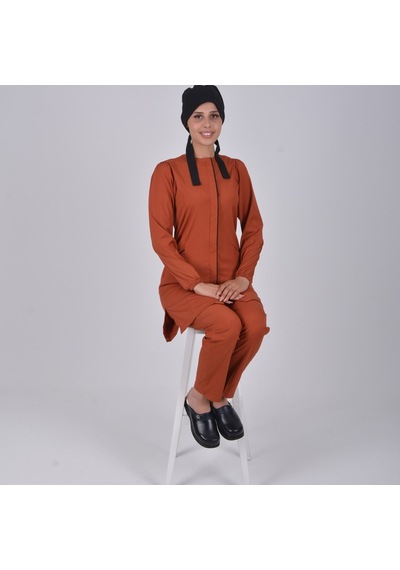Kiremit Soft Likra Hemşire Doktor Tesettür Alt Üst Takım Üniforma