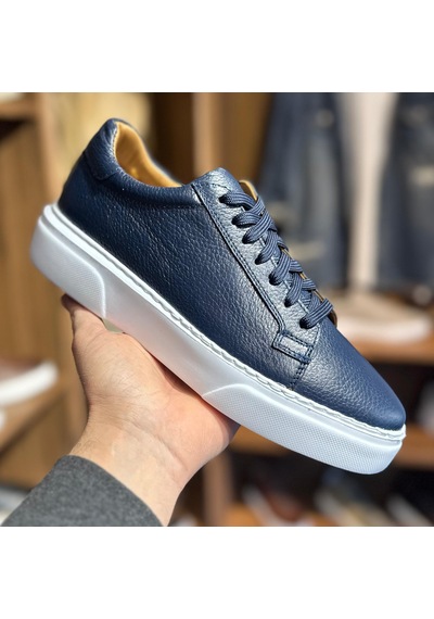 Alza %100 Hakiki Deri Erkek Sneaker Günlük Rahat Ve Şık Ayakkabı - Lacivert