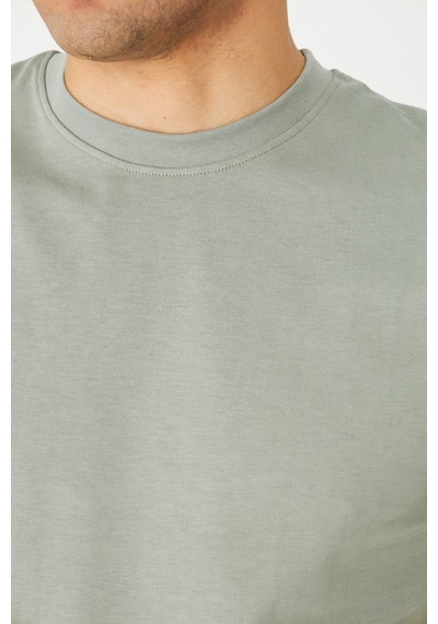 Haki Yeşil Basic Bisiklet Yaka Erkek T-shirt Çağla Yeşili