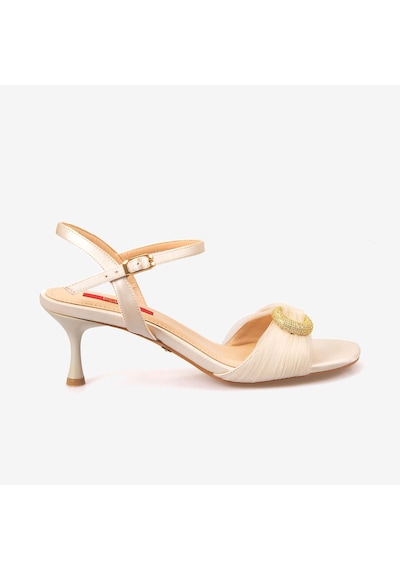 Rouge Kadın 7,5cm Topuklu Sandalet 1168 Bej