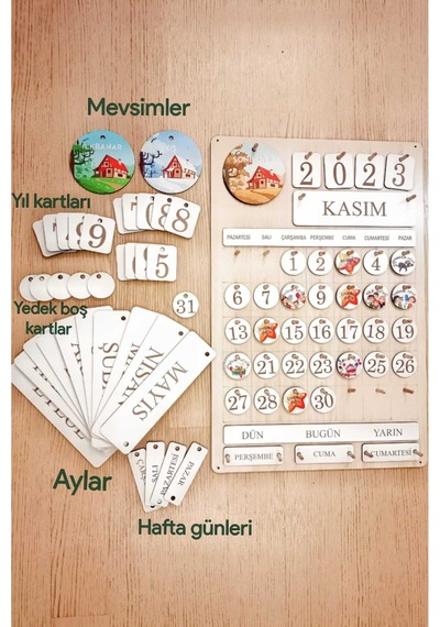 Montessori Çocuk Takvimi Ahşap Takvim