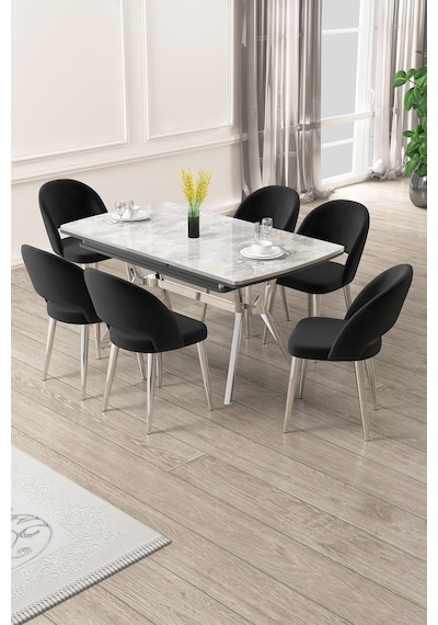 Canisa Weps Serisi 89x150 Açılabilir Lak Panel Rampla Gri Krom Ayak Masa Takımı Ve 6 Siyah Sandalye Rampla Gri Masa Siyah Sandalye Krom Ayak Canisa Weps Serisi 89x150 Açılabilir Lak Panel Rampla Gri Krom Ayak Masa Takımı Ve 6 Siyah Sandalye Rampla Gri Masa Siyah Sandalye Krom Ayak