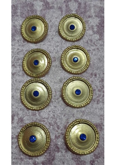 Mat Gold Taşlı Metal Düğme 35 Boy 22 Mm 8 Adet