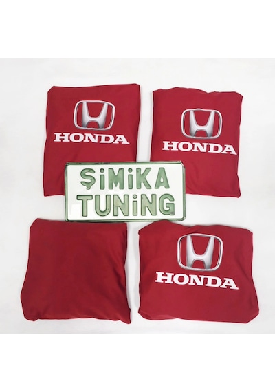 Honda Kırmızı Oto Ön Arka Kılıf 4 Parça Arka 2 Parca Logolu Likralı Esnek Tüm Araç Modellerine Uyum 1 Takım