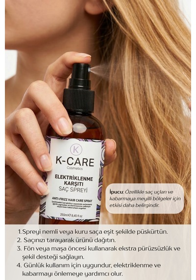 K K-care Cosmetics Elektriklenme Karşıtı Saç Spreyi 250 Ml