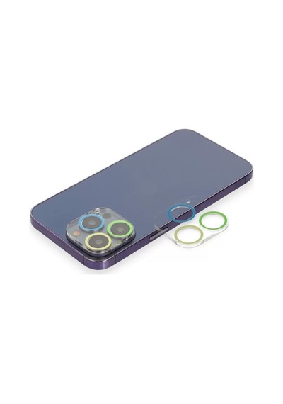 Apple İphone 13 Pro Max Renkli Kamera Lens Koruma Cam - Yeşil-sarı
