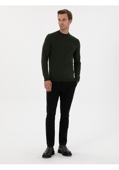 Cacharel Siyah Slim Fit Pamuk Karışımlı Kanvas Pantolon