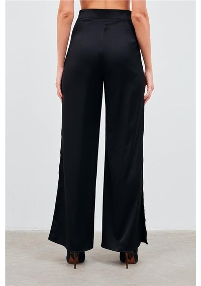 Sateen Yırtmaçlı Saten Pantolon 1014-5026 001