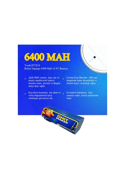 Yeedi Dvx24 Robot Süpürge 6400 Mah 14.4v Batarya  Uyumlu Uzun Ömürlü, Yüksek Performans Pil