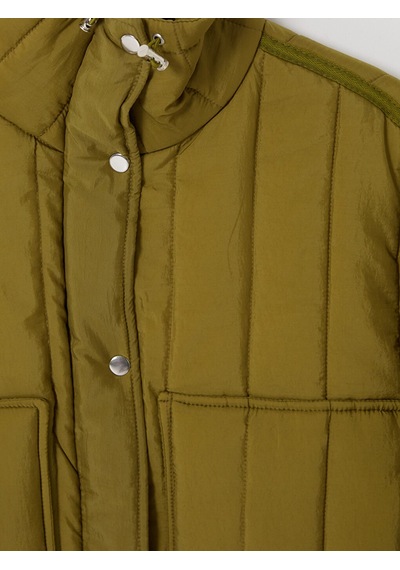 Lcw Modest Yeşil Dik Yaka Oversize Kadın Şişme Mont