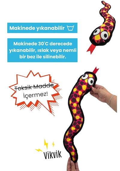 Havhav Vikvik Sesli Büyük Irk Peluş Yılan Köpek Oyuncağı
