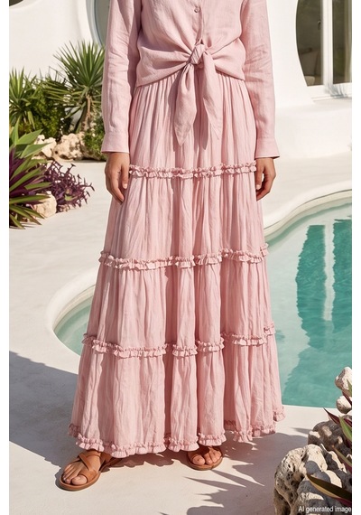 Ceremony Renkli Kat Detay Nil Etek 613 Pembe