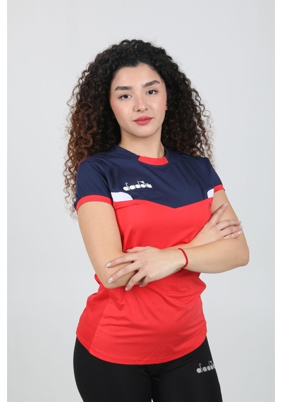 Diadora Aris Kadın Tişört Kırmızı Lacivert