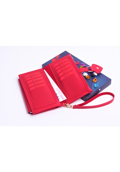 Ozka Leather Collection Kişiye Özel Kalp Klipsli Kadın Cüzdan Kırmızı