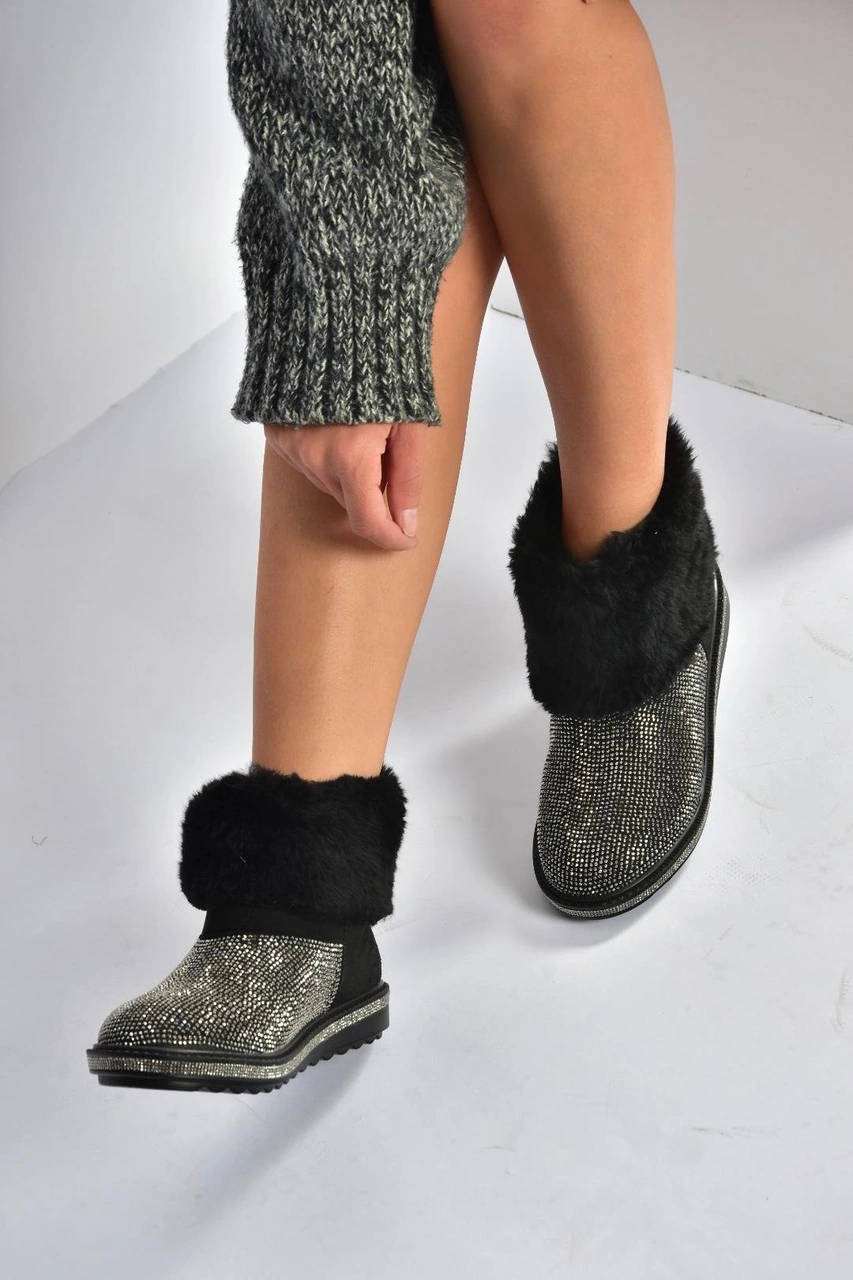 Fox Shoes V250014702 Platin Süet Tüylü Kadın Bot Platin-süet
