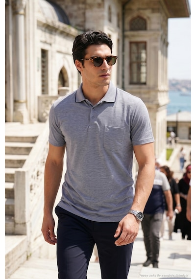 Buratti Pamuklu Regular Fit Göğüs Cepli Düğmeli Polo T Shirt Erkek Polo T Shirt 4565001 Koyu Lacivert