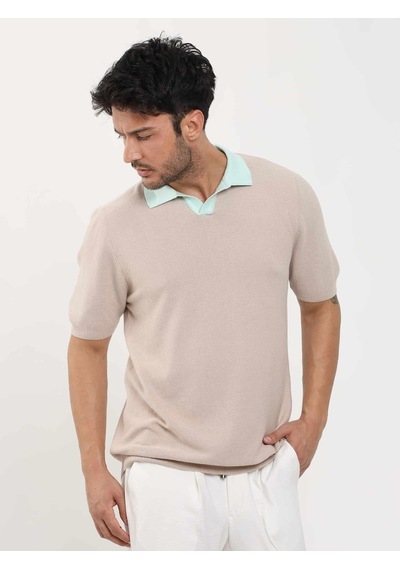 Dufy Bej Erkek Slim Fit Düz Polo Yaka Kazak - 104586-bej Bej