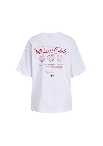Jack & Jones Kadin Sirt Baskili Bol Kalip Tisört - Valentine - 12275280 - 3 Beyaz