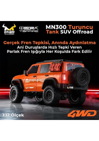 Mn Model Mn300 1/12 Tank Suv 4wd Rc Crawler Offroad Uzaktan Kumandalı Araba Arazi Aracı Model Car Truck Rtr Turuncu Mn-300 +dahili Işık Seti Mnmodel/mn300-orange