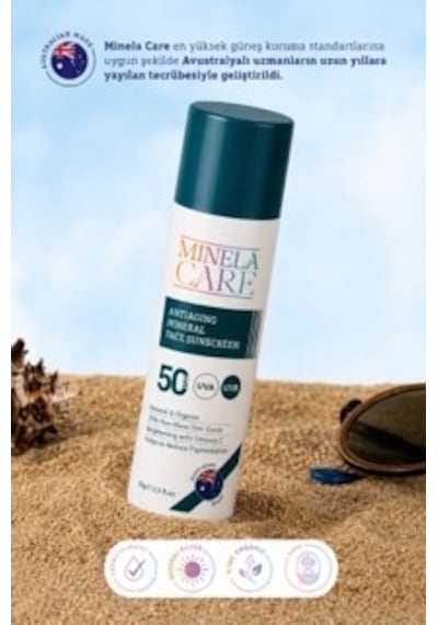 Minela Care Antiaging Organik Mineral Filtreli Yüz Güneş Kremi SPF50 70 G
