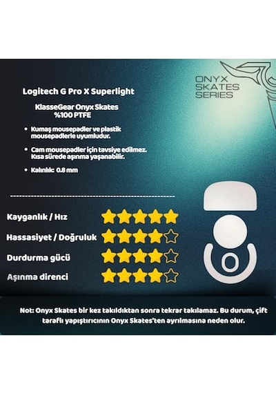 Klasse Onyx Mouse Skate Logitech G Pro X Superlight İle  Skatez