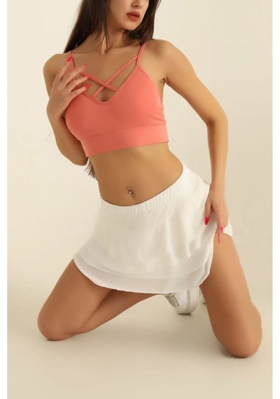 Kadın Ön Çapraz Askılı Crop Bluz - S504577 Pembe